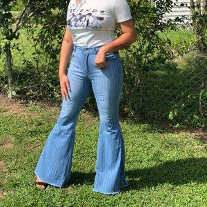 Women's Size Large Striped Jeans